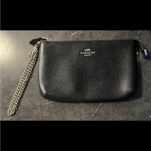 Coach Leather Wristlet with Chain